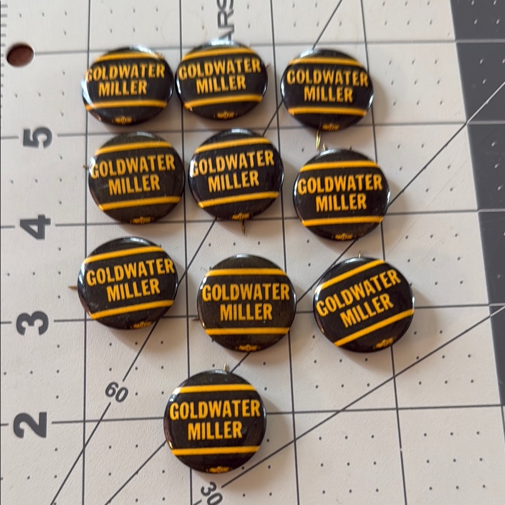 1964 buttons (10) Goldwater/Miller presidential campaign, Barry Goldwater, GOP